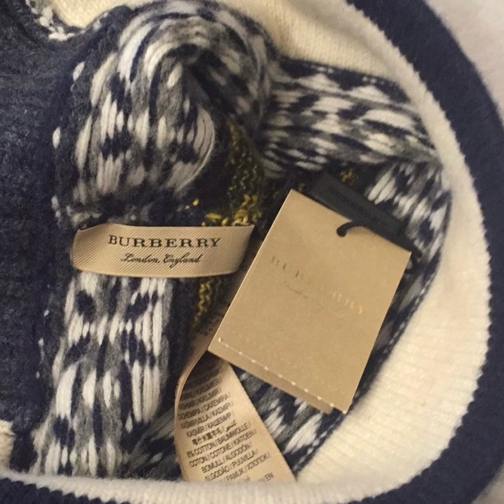 Burberry Cashmere Fair Isle Pom Hat - Picture 2 of 6